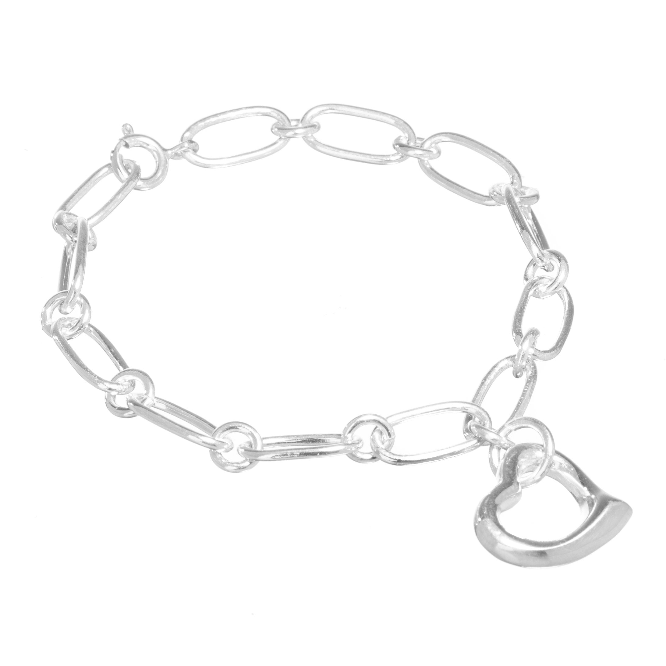 Pulsera de eslabones con corazón de Plata