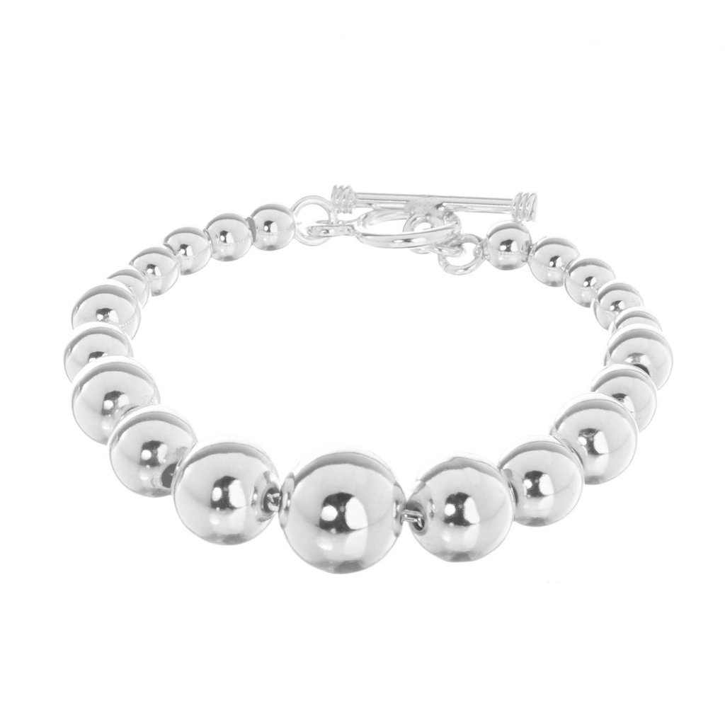 Pulsera de bolas de plata que disminuyen