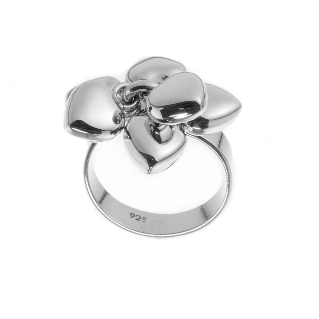 Anillo de Plata con Corazones colgantes