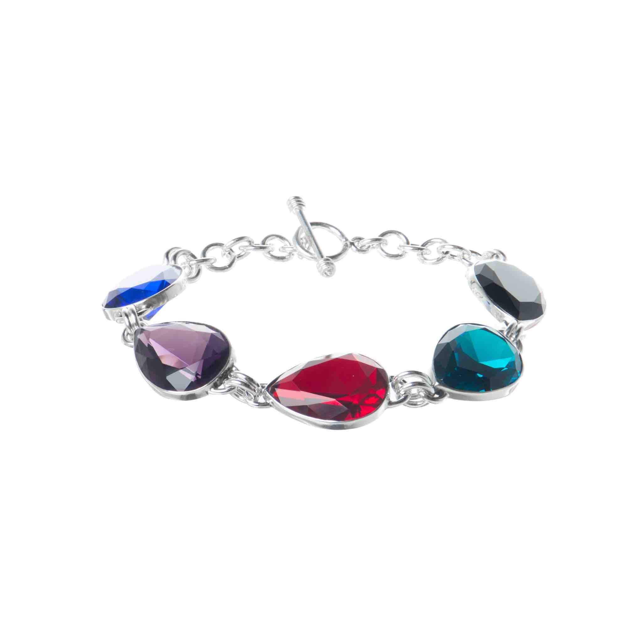 Pulsera de plata con cristales multicolor