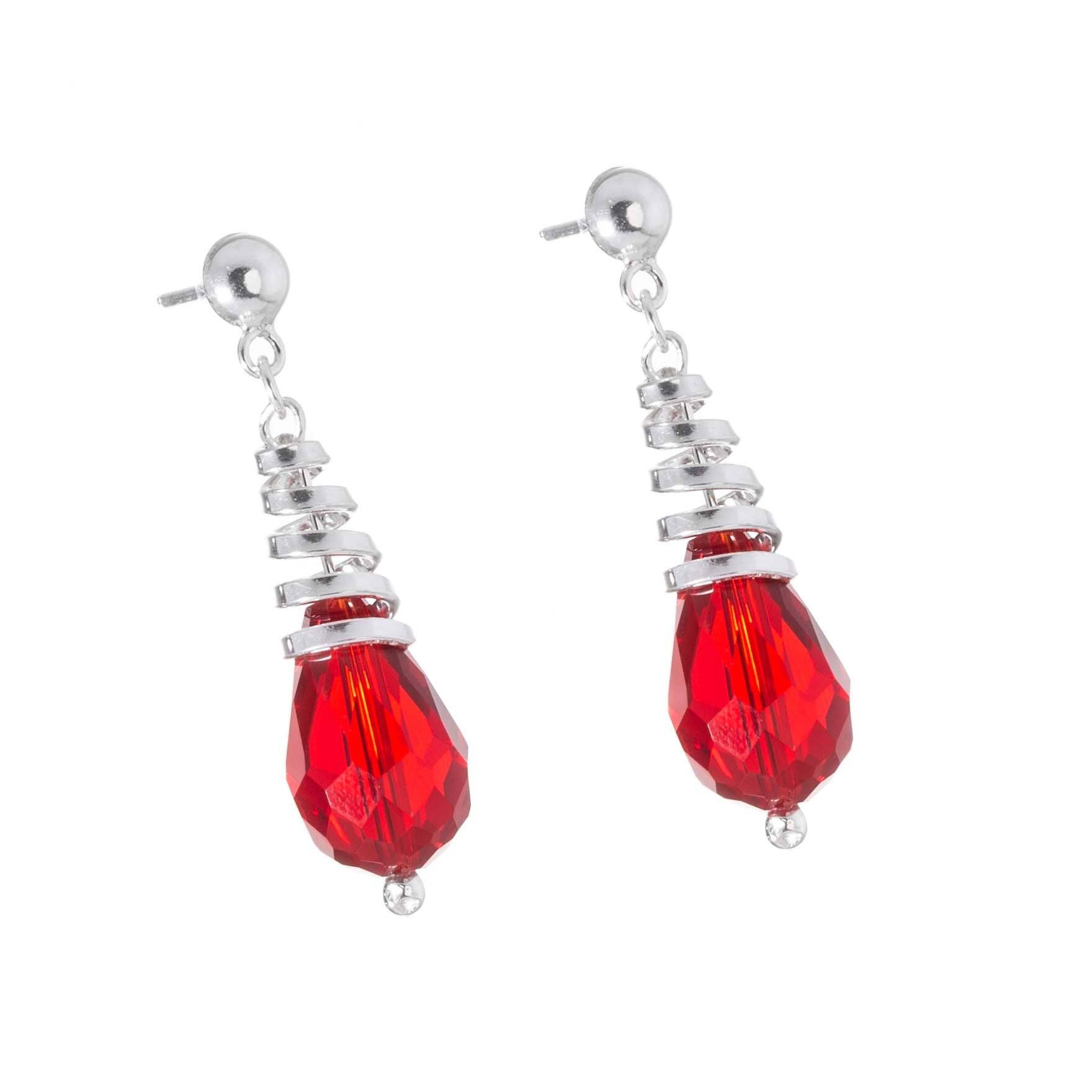 Aretes de espiral  con gota de cristal