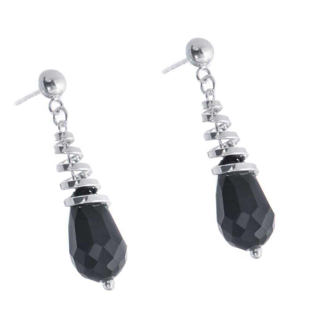 Aretes de espiral  con gota de cristal