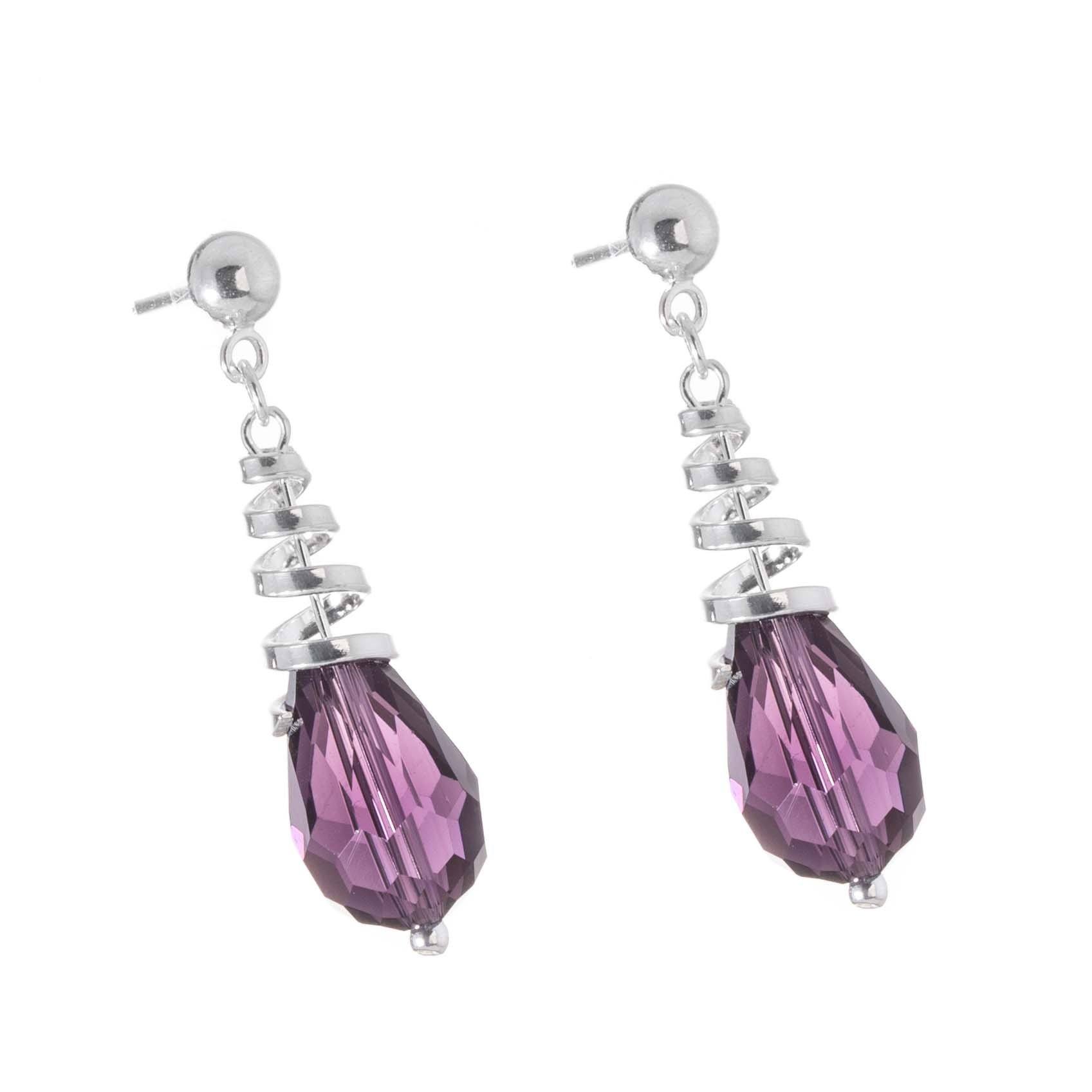 Aretes de espiral  con gota de cristal