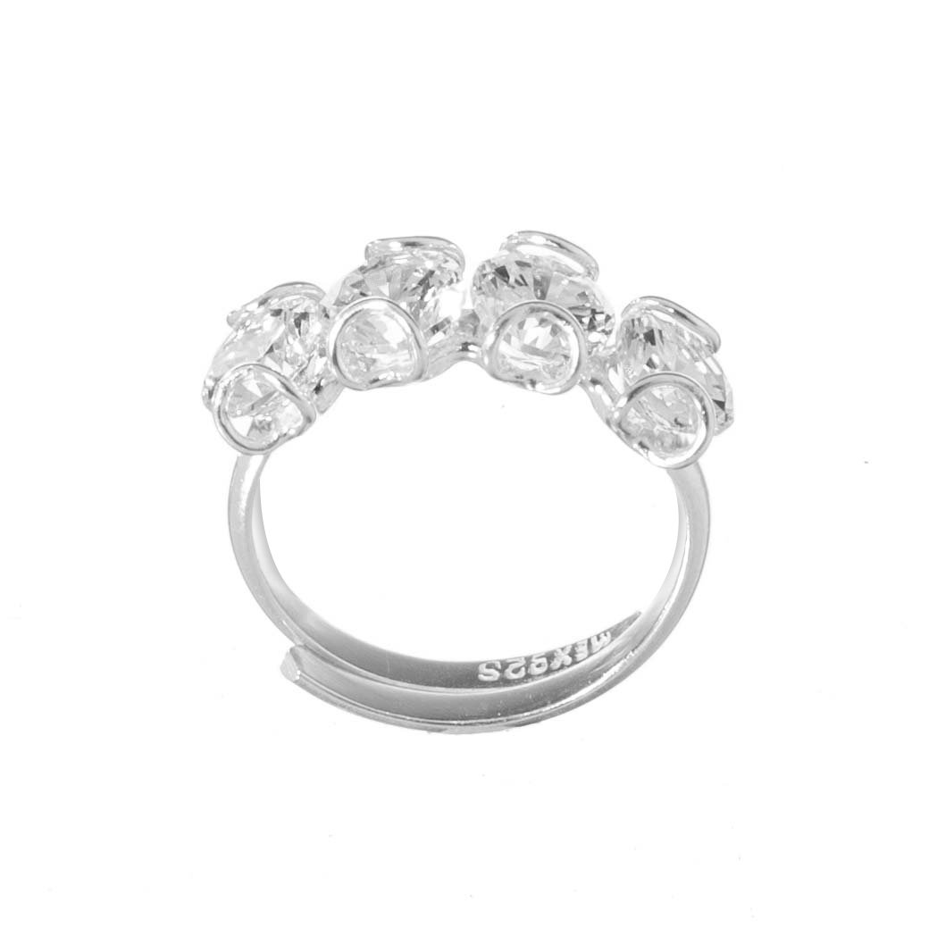 Anillo tiara de plata con zirconias blancas mini