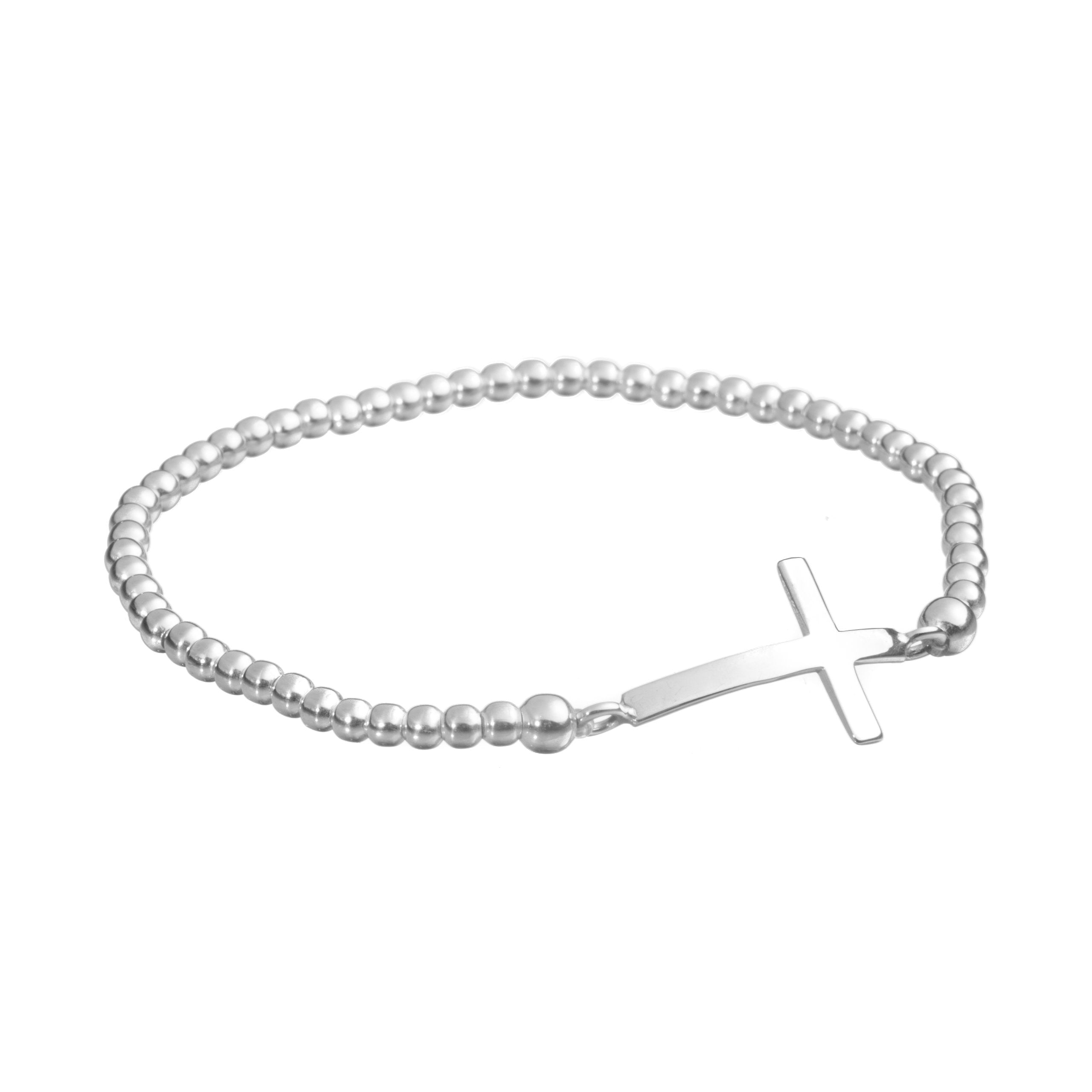 Pulsera elástica cruz de Plata.