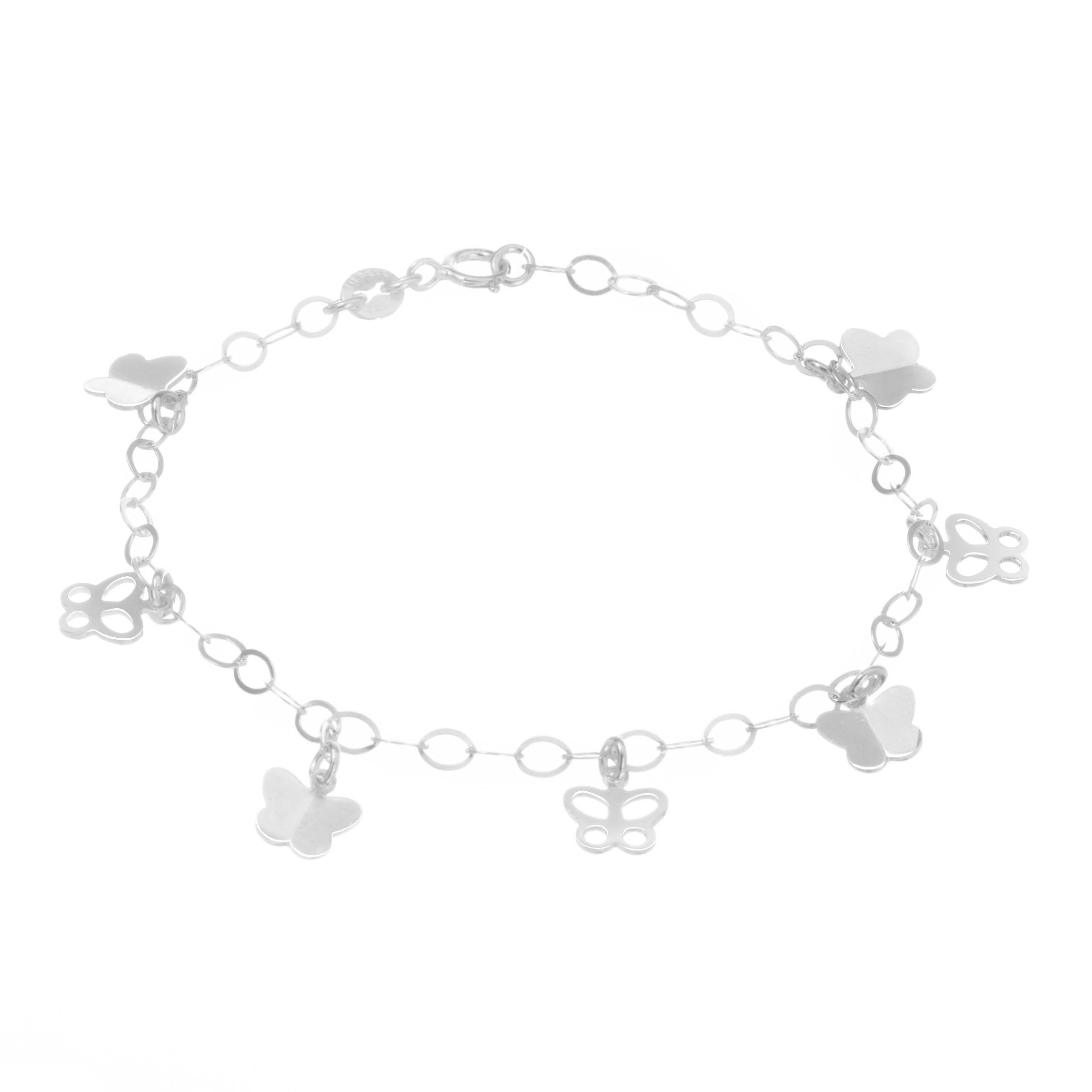 Pulsera de plata con dijes de mariposa