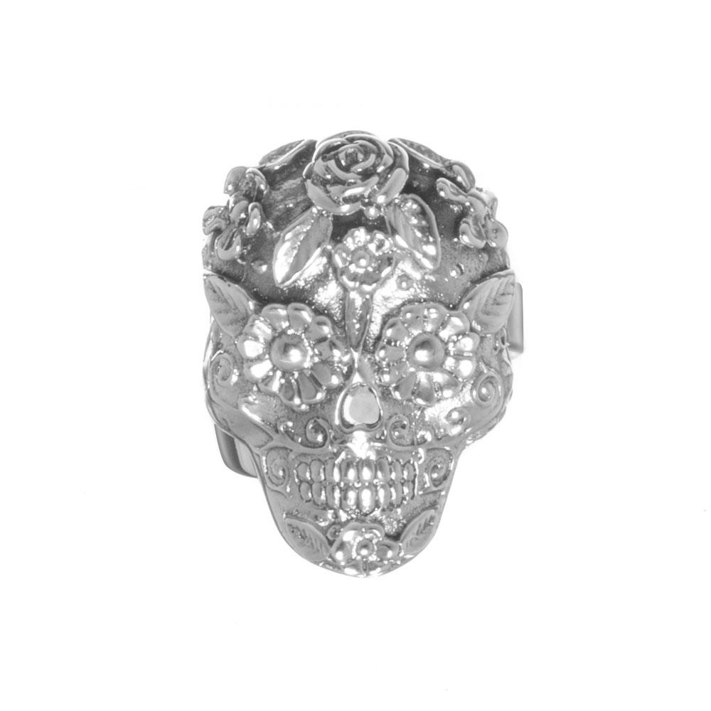 Anillo calavera mexicana de plata