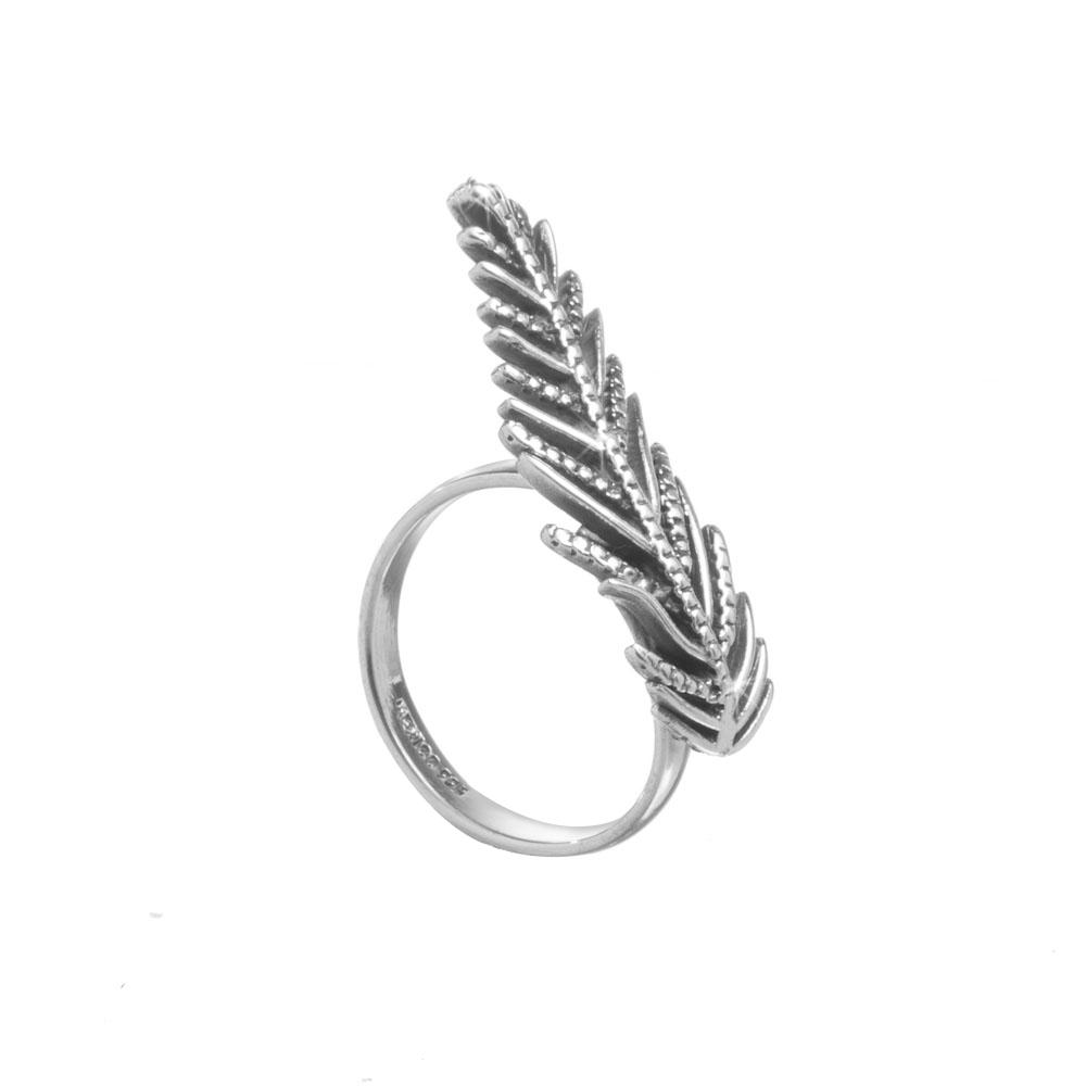 Anillo pluma de plata.