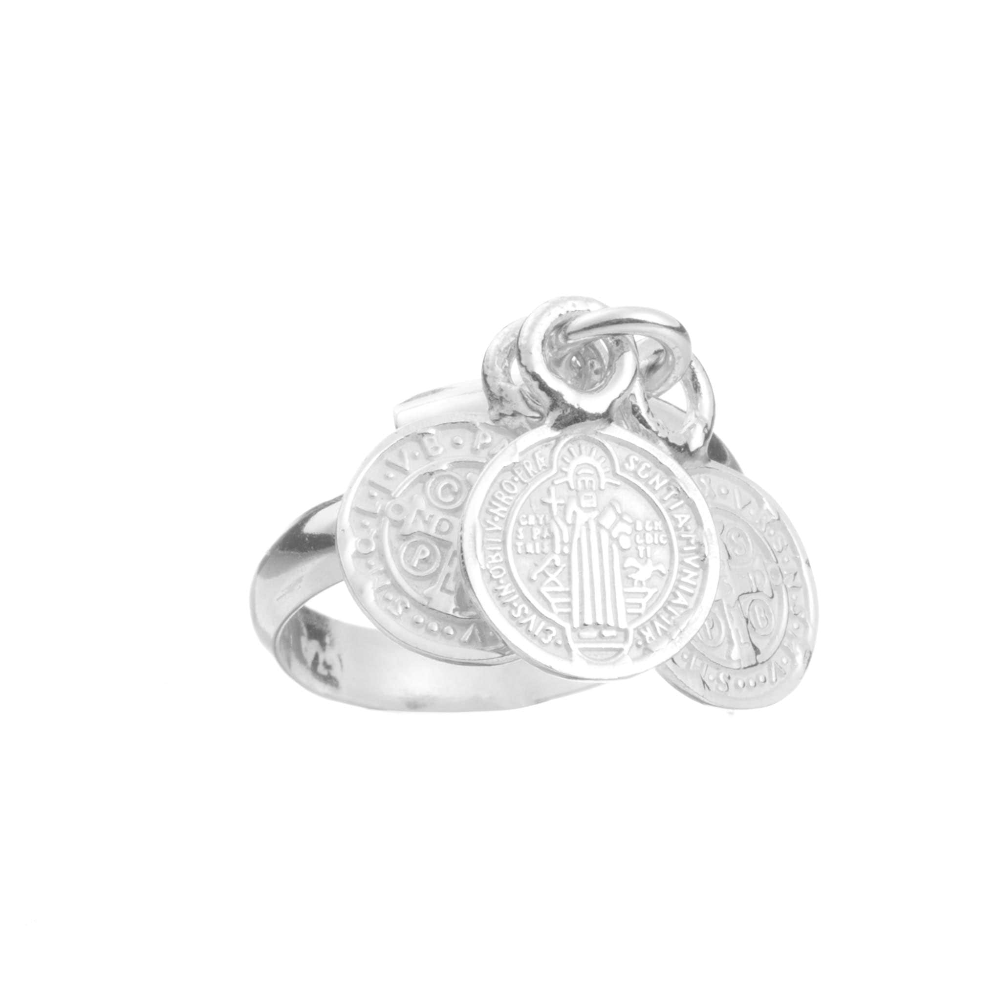 Anillo ajustable San Benito  de plata mexicana