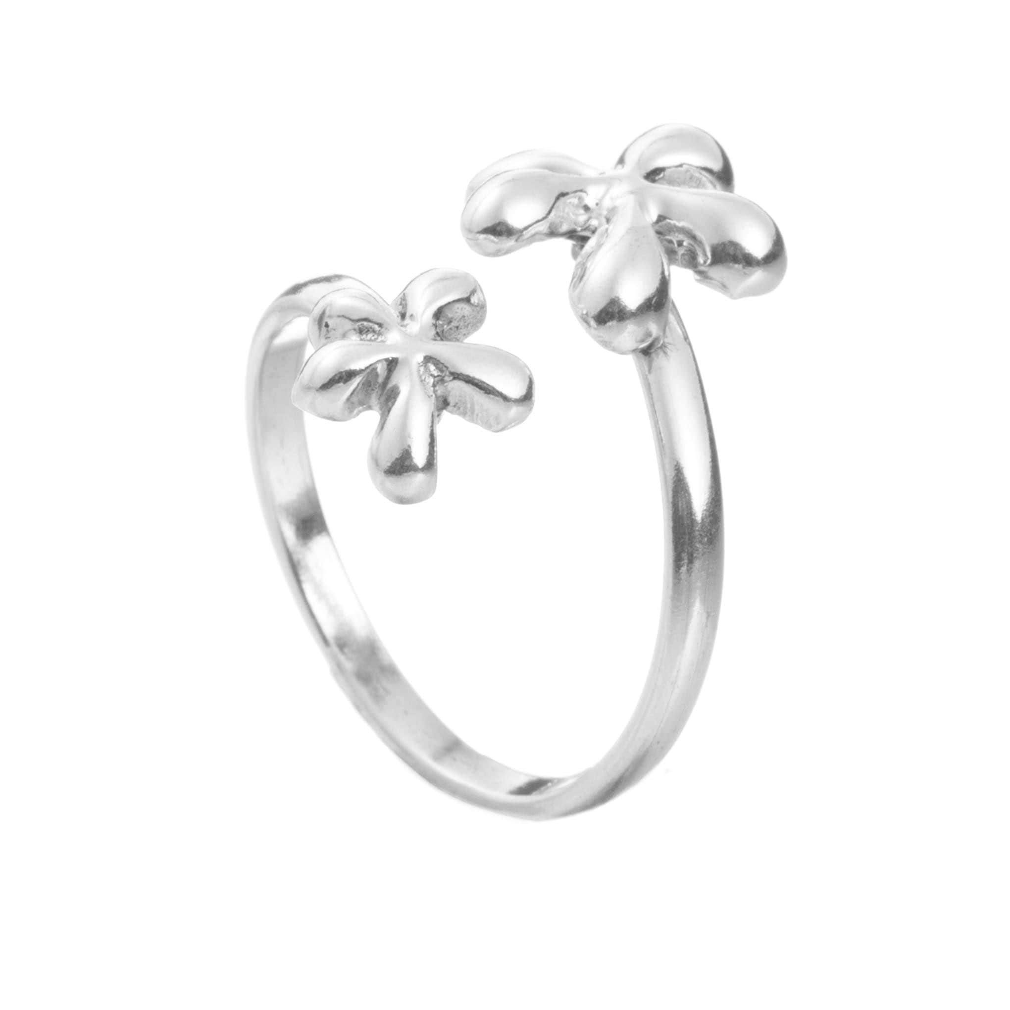 Anillo de flores de plata mexicana