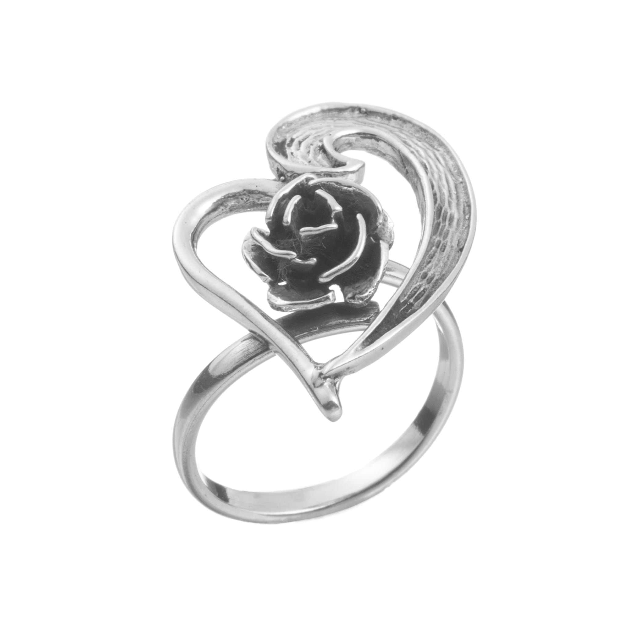 Anillo de corazón  de plata mexicana