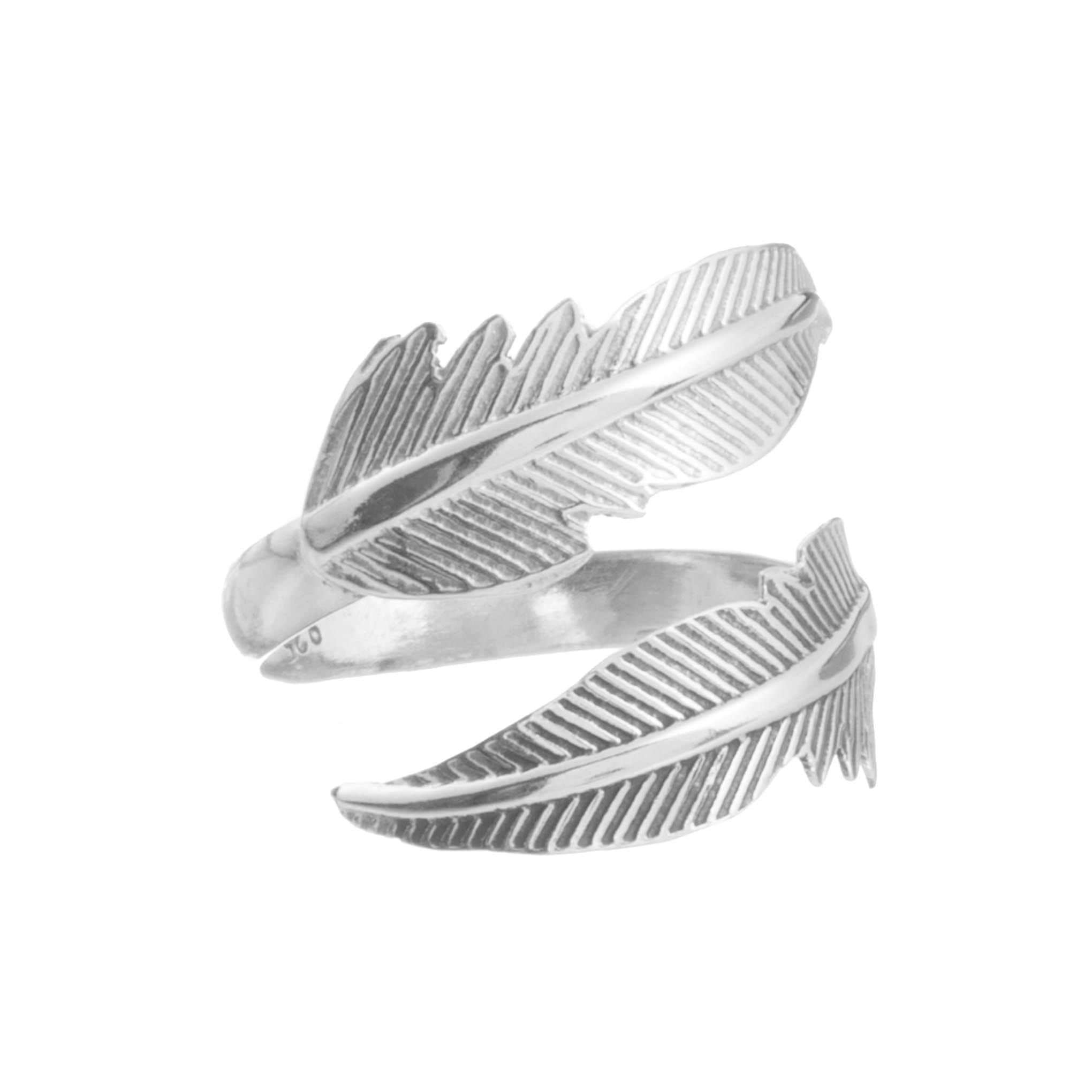 Anillo de plumas de plata mexicana