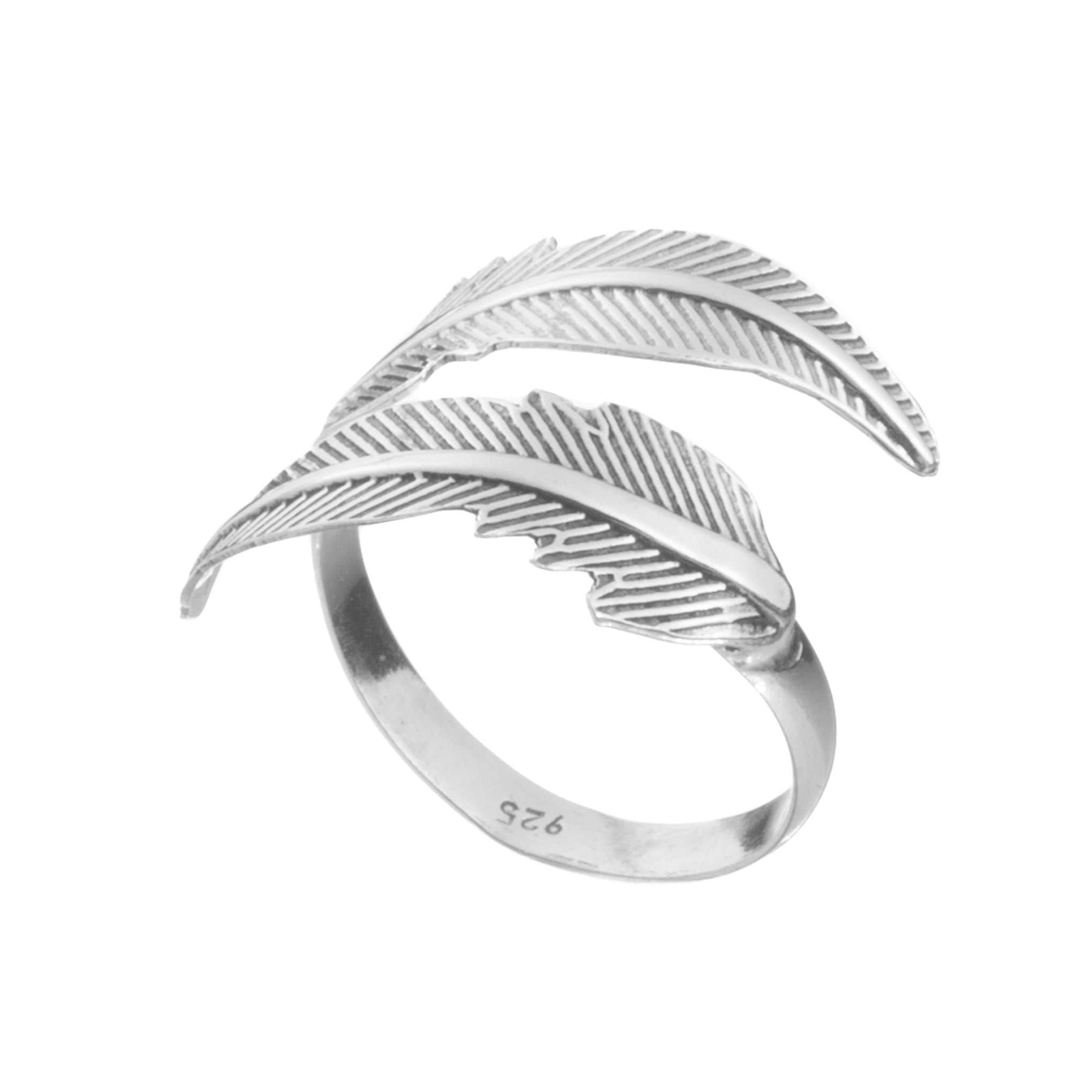 Anillo de plumas de plata mexicana