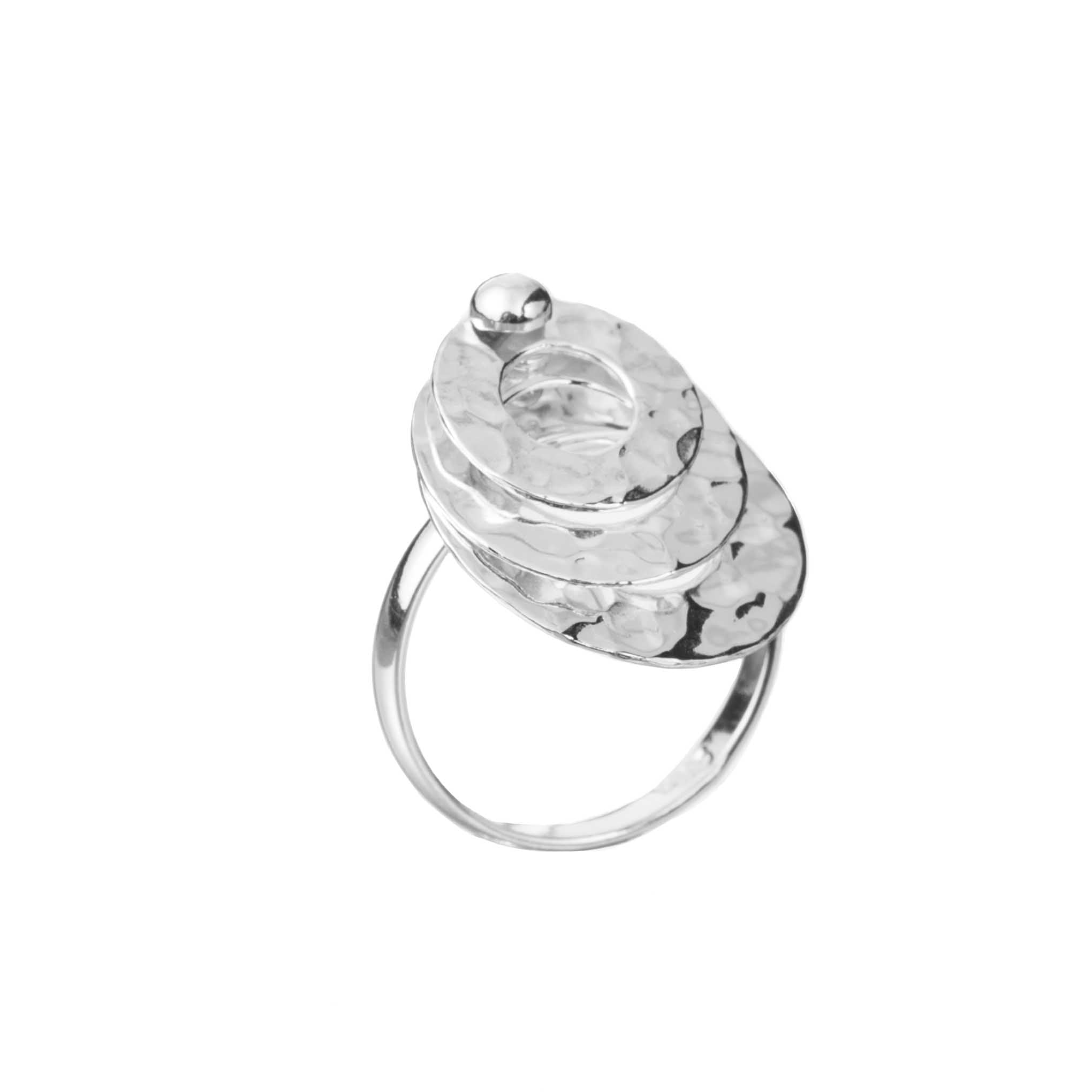 Anillo giratorio martillado de plata de plata mexicana