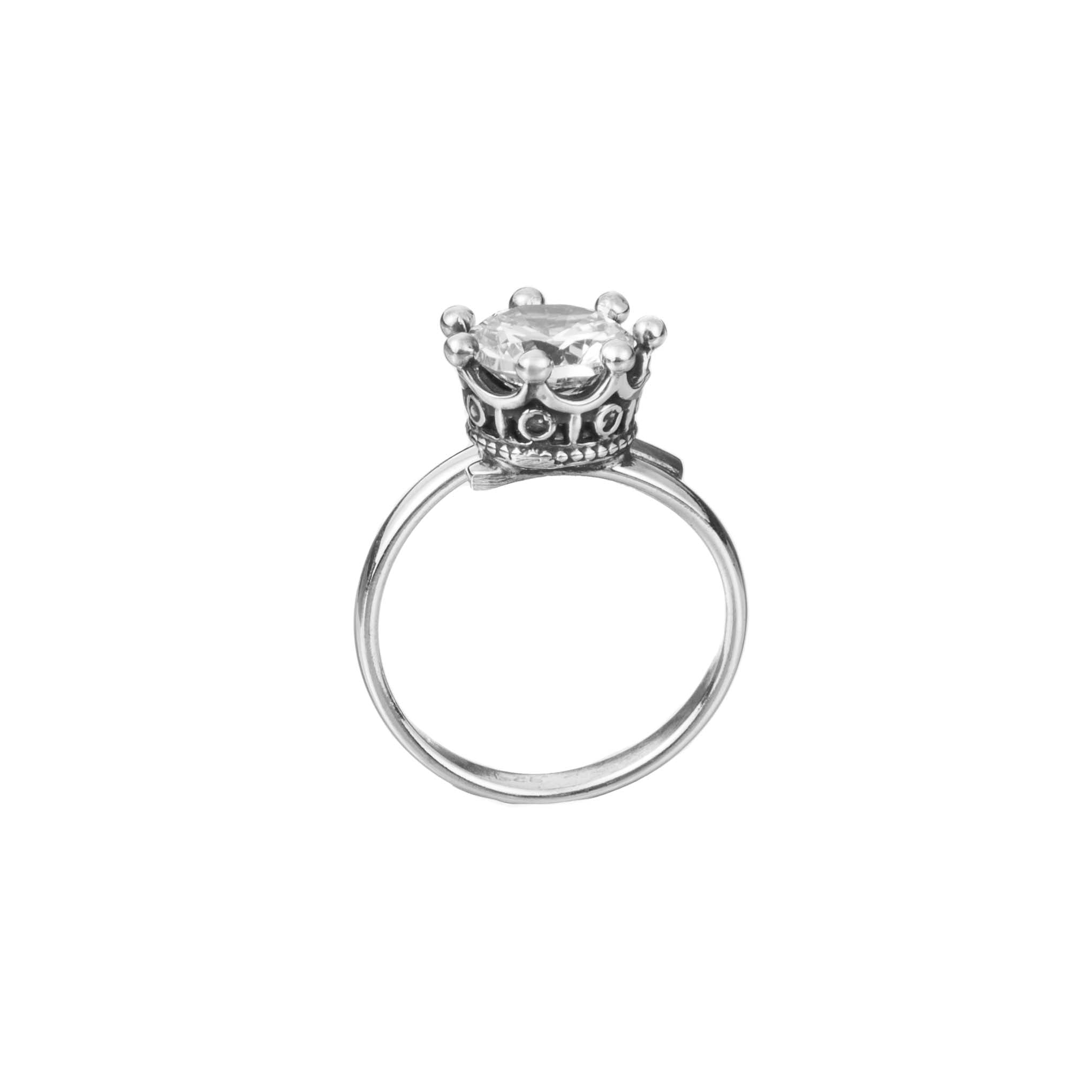 Anillo corona con zirconia de plata de plata mexicana