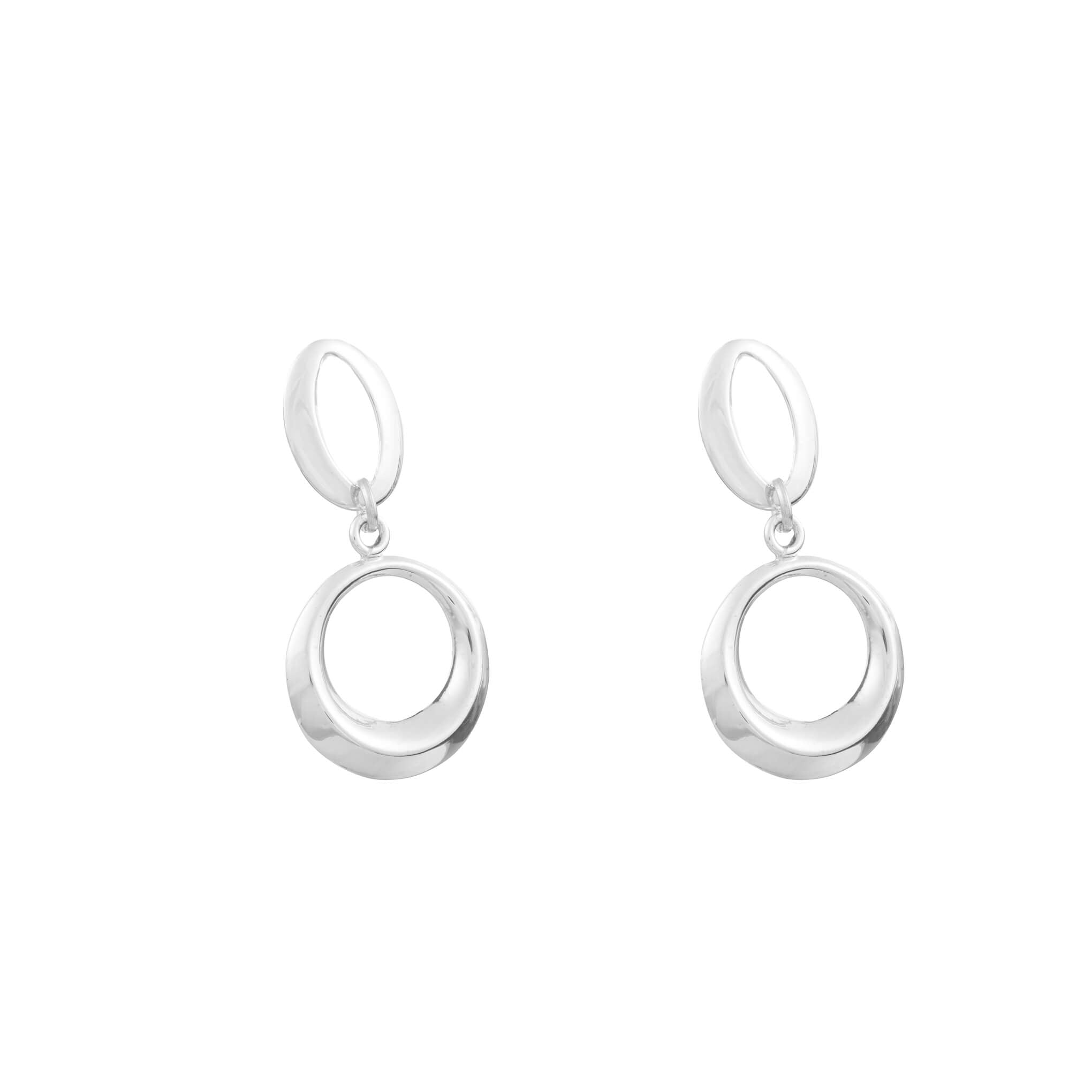 Aretes circulos colgantes de plata