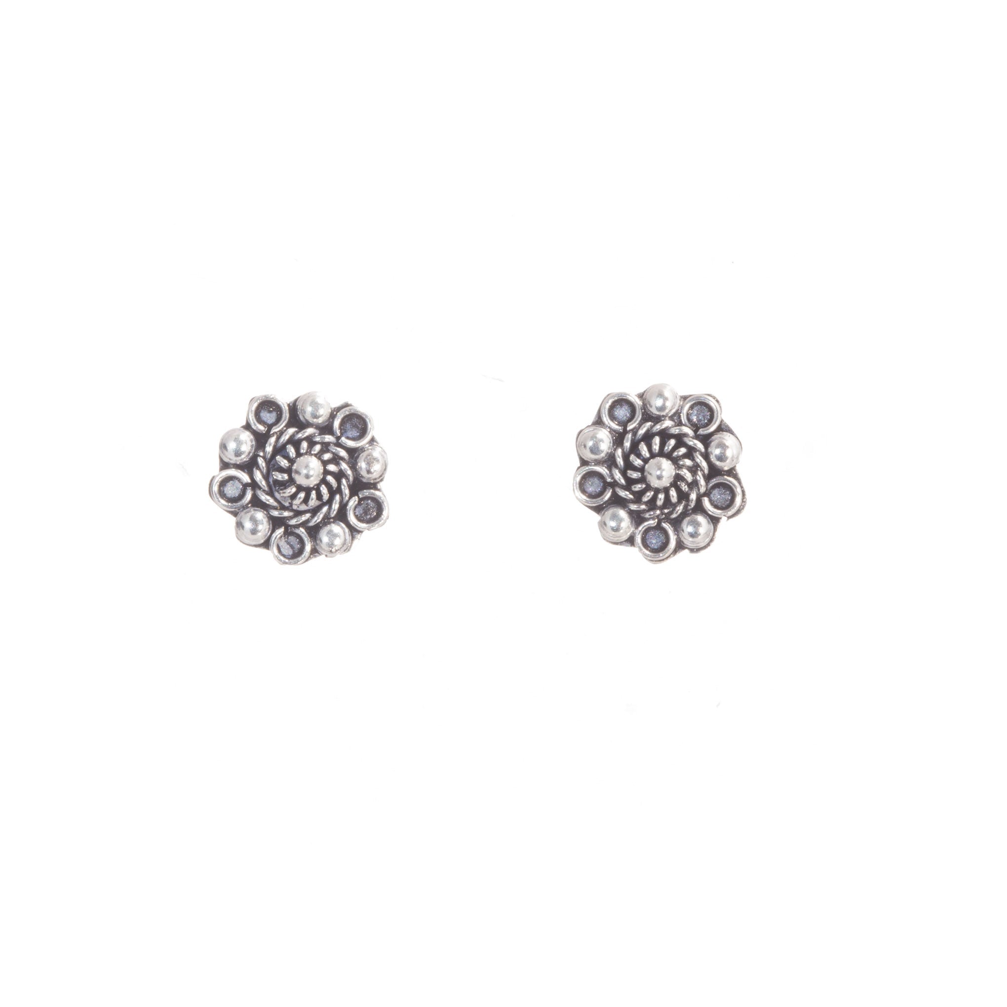 Aretes de poste Flor Vintage de plata mexicana