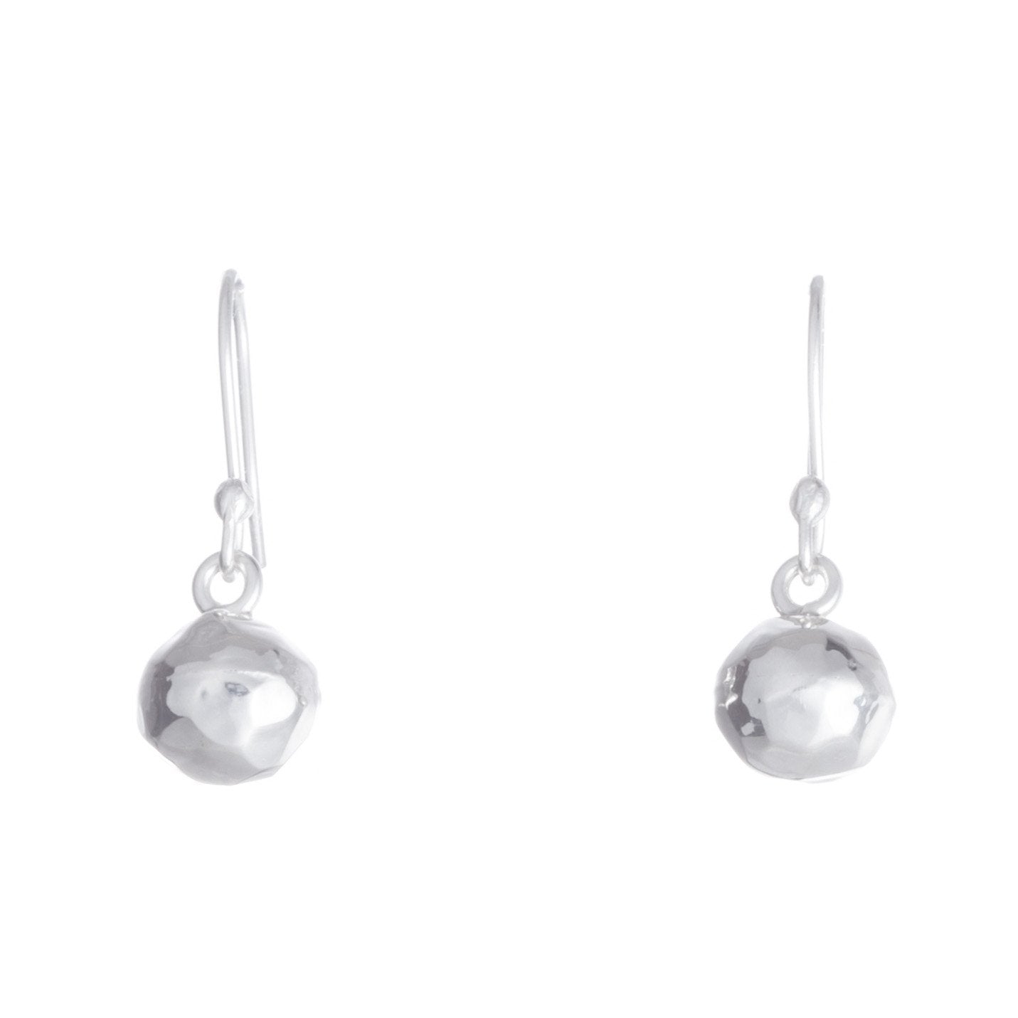 Aretes de Esfera de Plata acabado martillado o liso