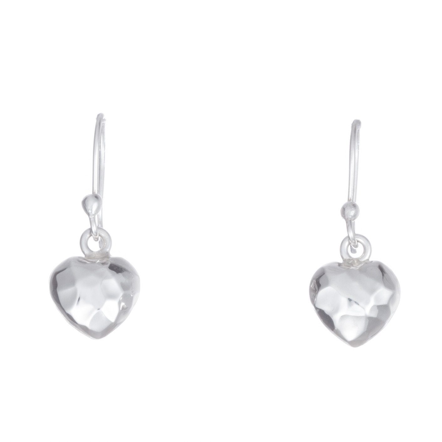 Aretes de Corazones de Plata martillados y lisos