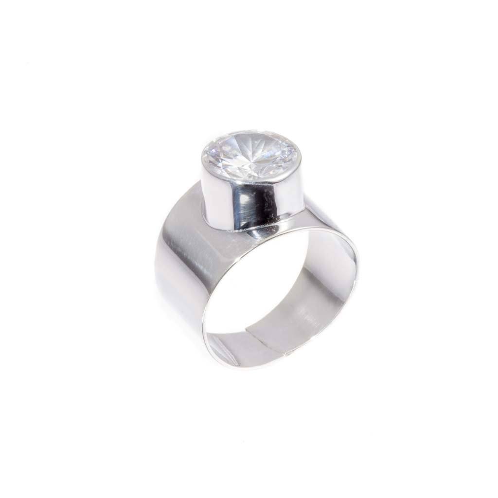 Anillo de Plata grueso con Zirconia