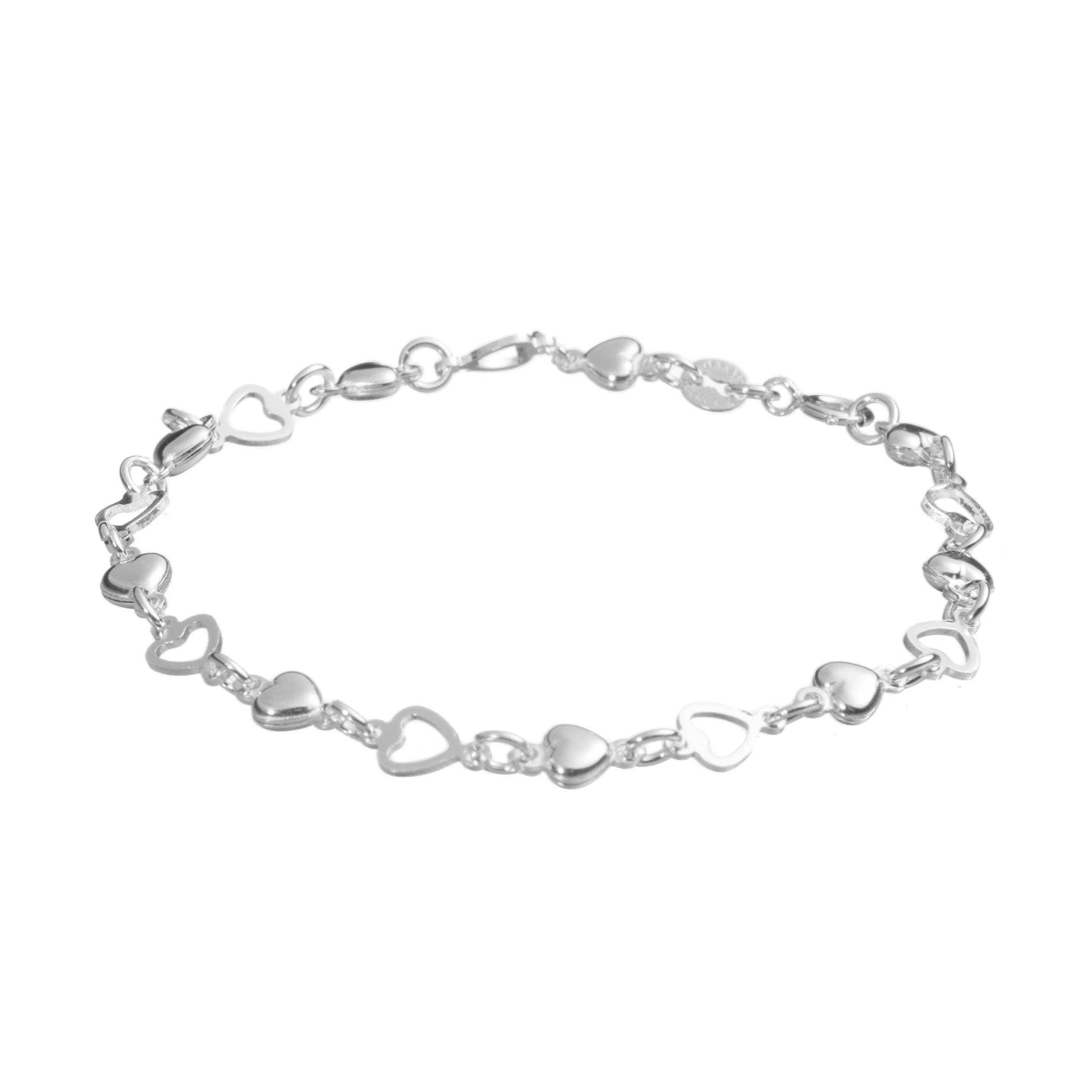 Pulsera dupla de corazones de Plata